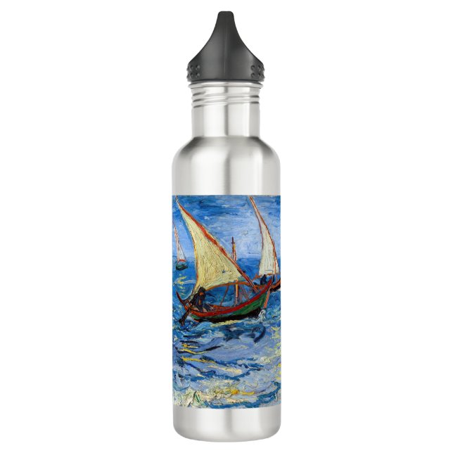 Vincent van Gogh - Seascape at Saintes-Maries Stainless Steel Water Bottle (Left)