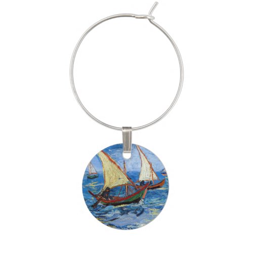 Vincent van Gogh _ Seascape at Saintes_Maries Wine Charm