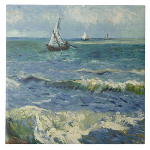 Vincent van Gogh _ Seascape near Les Saintes Tile