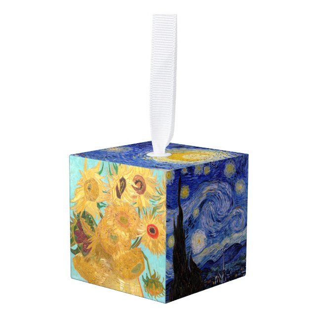 Vincent Van Gogh - Selection of Masterpieces Cube Ornament (Front Angled)