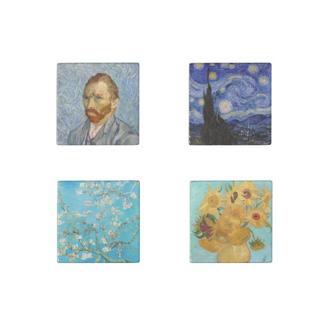 Vincent Van Gogh - Selection of Masterpieces Stone Magnet (Front)