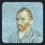 Vincent van Gogh | Self Portrait, 1889 Square Sticker<br><div class="desc">Self portrait,  1889 | by Vincent van Gogh | Art Location: Musee d'Orsay,  Paris,  France | Dutch Artist | Image Collection Number: XIR32212</div>