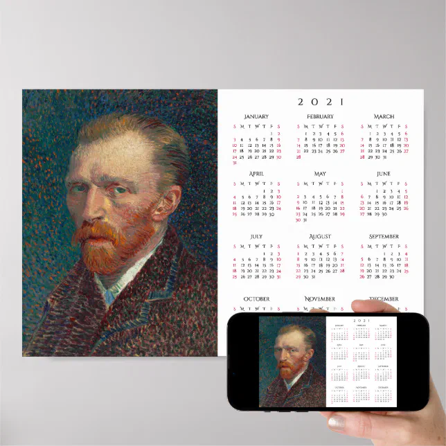 Vincent Van Gogh Self Portrait Art 2021 Calendar Poster | Zazzle