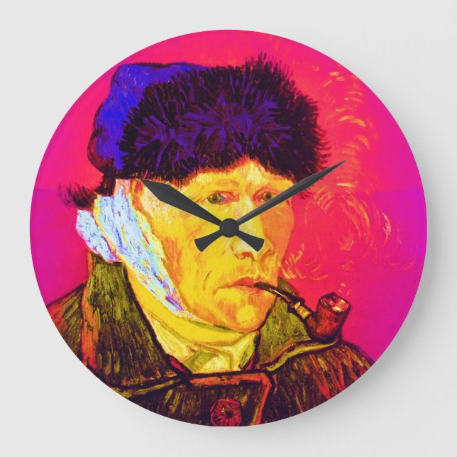 Vincent Van Gogh - Self Portrait Bandage Pop Art Large Clock (Front)