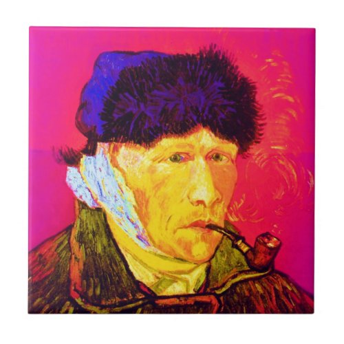 Vincent Van Gogh _ Self Portrait Bandage Pop Art Tile