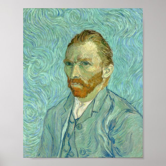 Vincent Van Gogh Self Portrait Blue Background Poster (Front)