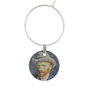 Vincent Van Gogh Self Portrait Grey Felt Hat Art Wine Charm