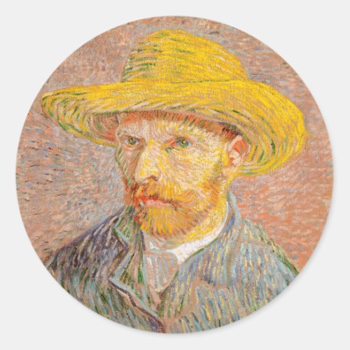 Vincent Van Gogh Self Portrait impressionist paint Classic Round Sticker