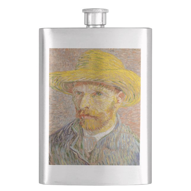 Vincent Van Gogh Self Portrait impressionist paint Flask (Front)