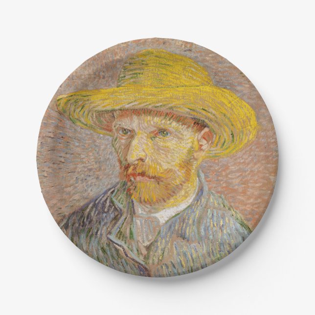 Vincent Van Gogh Self Portrait impressionist paint Paper Plates (Front)