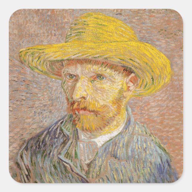 Vincent Van Gogh Self Portrait impressionist paint Square Sticker (Front)