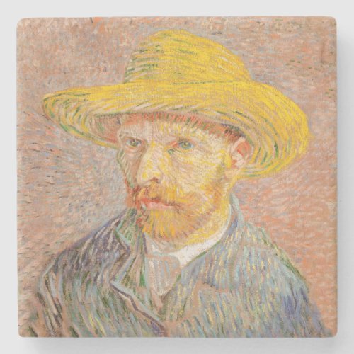 Vincent Van Gogh Self Portrait impressionist paint Stone Coaster