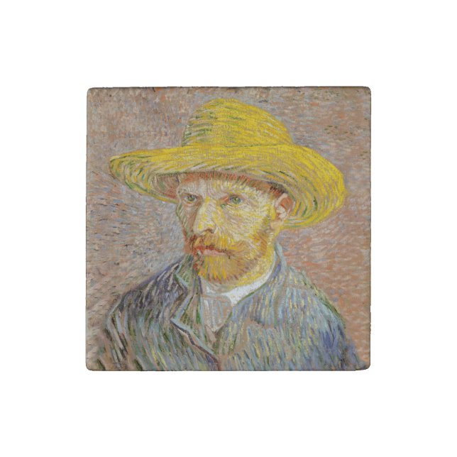 Vincent Van Gogh Self Portrait impressionist paint Stone Magnet (Fourth Magnet)