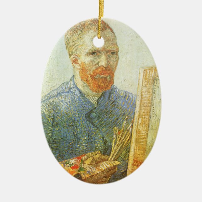 Vincent van Gogh - Self Portrait in Front of Easel Ceramic Ornament (Front)
