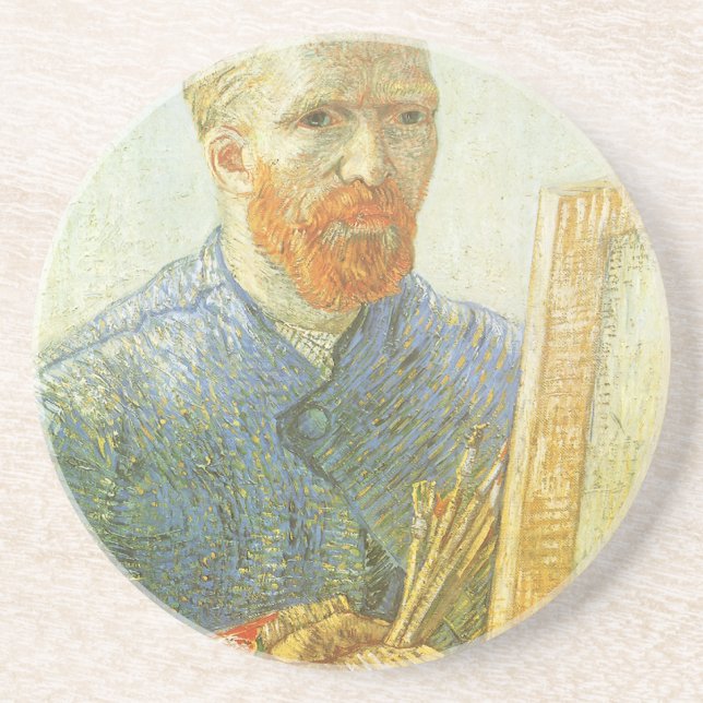 Vincent van Gogh - Self Portrait in Front of Easel Drink Coaster (Front)