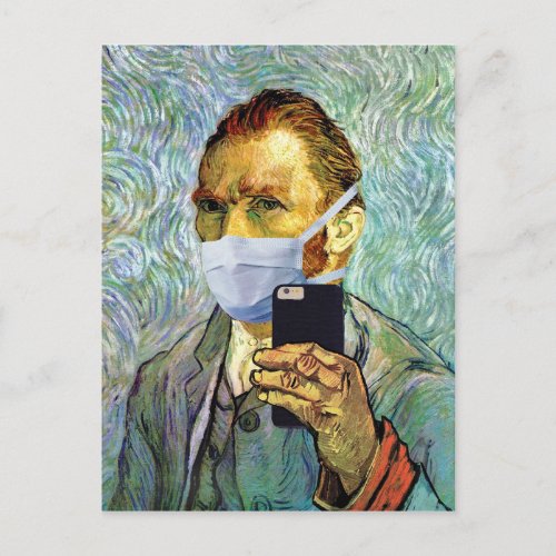 Vincent Van Gogh Self Portrait Selfie With Mask Postcard