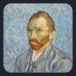 Vincent Van Gogh - Self-Portrait Square Sticker<br><div class="desc">Self-Portrait / Portrait of the artist / Portrait de l'artiste by Vincent Van Gogh in 1889</div>