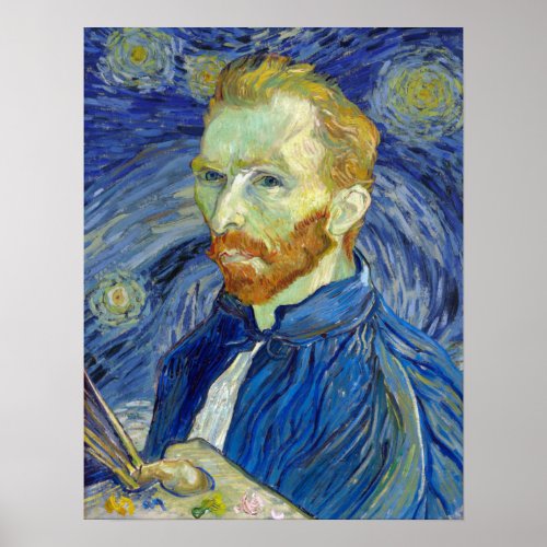 Vincent van Gogh Self_Portrait Starry Night Poster