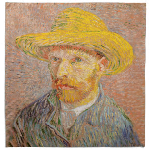Vincent Van Gogh Self Portrait Straw Hat Cloth Napkin