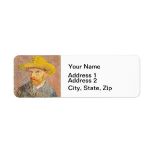 Vincent Van Gogh Self Portrait Straw Hat Label
