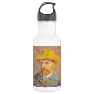 Vincent Van Gogh Self Portrait Straw Hat Stainless Steel Water Bottle