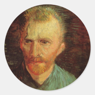 Vincent van Gogh Self Portrait, Vintage Fine Art Classic Round Sticker