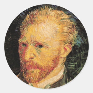 Vincent van Gogh Self Portrait, Vintage Fine Art Classic Round Sticker