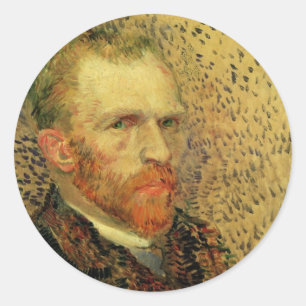 Vincent van Gogh Self Portrait, Vintage Fine Art Classic Round Sticker