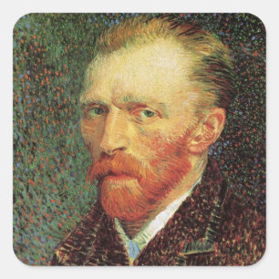 Vincent van Gogh Self Portrait, Vintage Fine Art Square Sticker