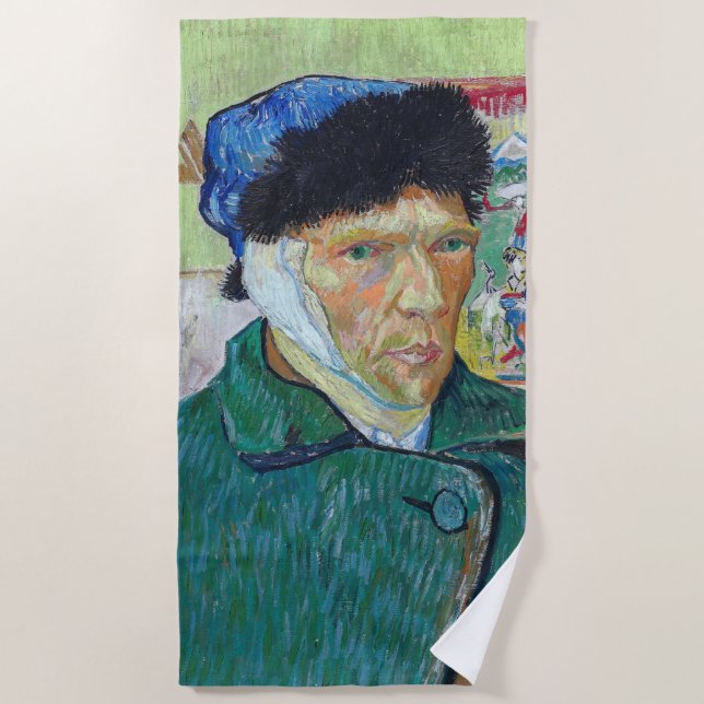 Vincent van Gogh - Self-portrait with bandaged ear Beach Towel (Front)