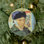 Vincent van Gogh - Self Portrait with Bandaged Ear Ceramic Ornament<br><div class="desc">Self Portrait with Bandaged Ear (1889) by Vincent van Gogh is a vintage Post Impressionism fine art portraiture painting. Vincent van Gogh is wearing a fur cap and a winter coat. Van Gogh painted over 40 self-portraits during his career and was the most prolific self-portraitists of all time. About the...</div>