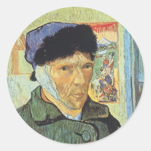 Vincent van Gogh - Self Portrait with Bandaged Ear Classic Round Sticker