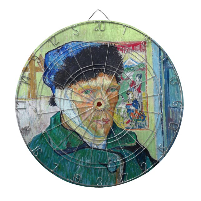 Vincent van Gogh - Self-portrait with bandaged ear Dart Board (Front)
