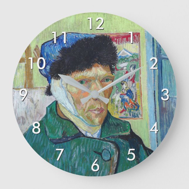 Vincent van Gogh - Self-portrait with bandaged ear Large Clock (Front)