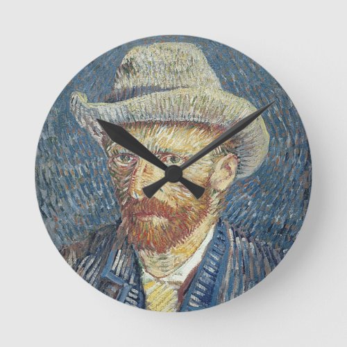 Vincent van Gogh  Self Portrait with Felt Hat Round Clock