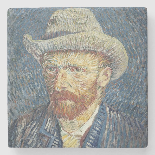 Vincent van Gogh | Self Portrait with Felt Hat Stone Coaster (Front)