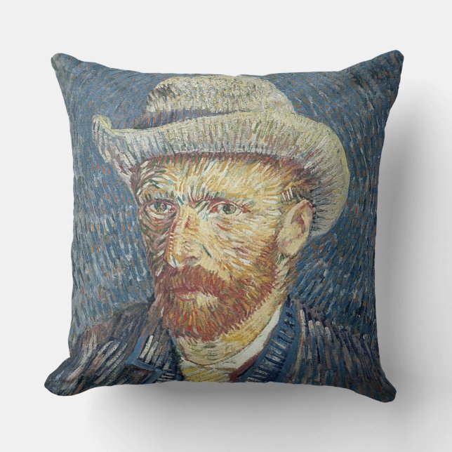 Vincent van Gogh | Self Portrait with Felt Hat Throw Pillow (Front)