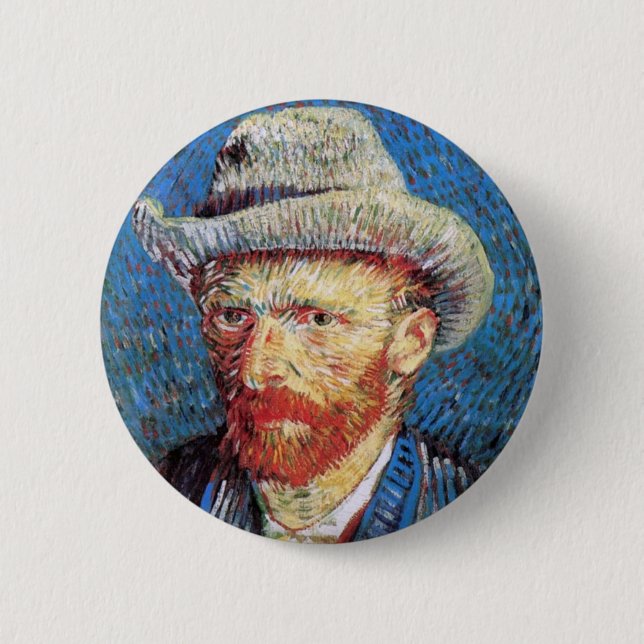 Vincent Van Gogh Self Portrait With Grey Felt Hat Button (Front)