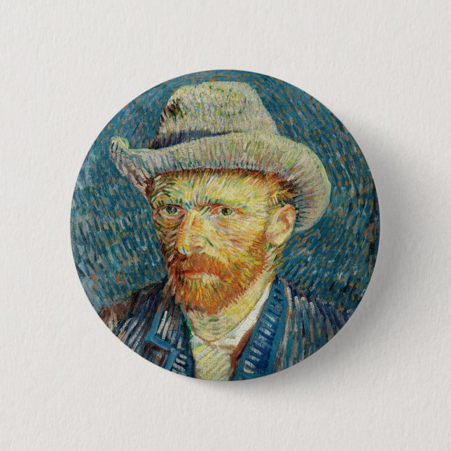 Vincent Van Gogh Self Portrait with Grey Felt Hat Button (Front)