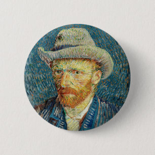 Vincent Van Gogh Self Portrait with Grey Felt Hat Button