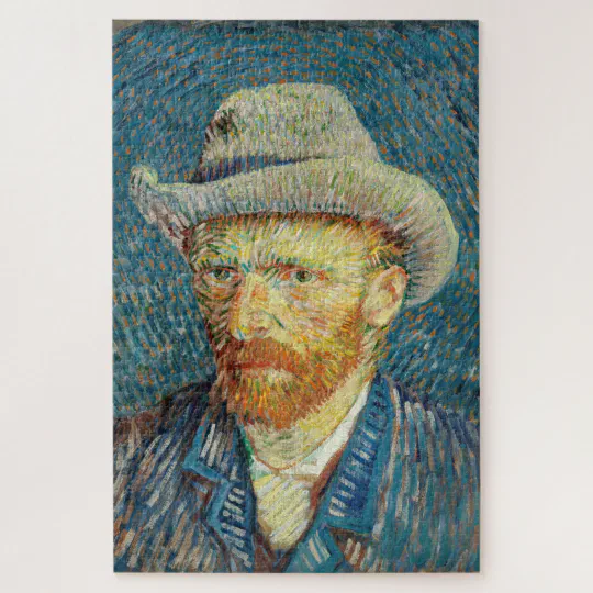 Vincent Van Gogh Self Portrait with Grey Felt Hat Jigsaw Puzzle | Zazzle.com