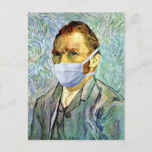 Vincent Van Gogh Self Portrait With Mask Spoof Postcard