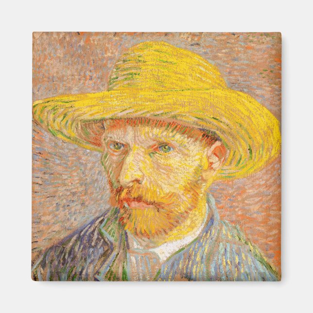 Vincent Van Gogh Self Portrait with Straw Hat Art Magnet (Front)