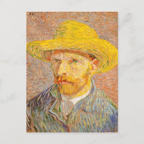 Vincent Van Gogh Self Portrait with Straw Hat Art Postcard