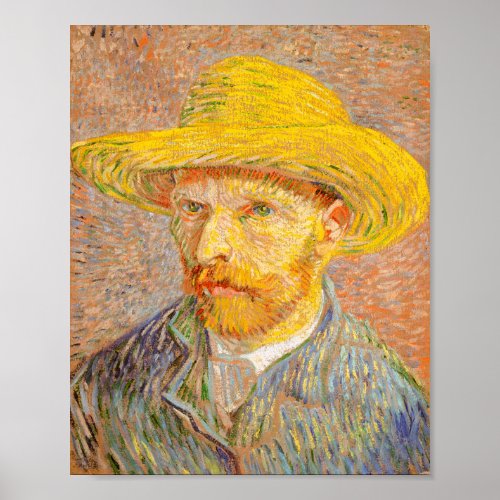 Vincent Van Gogh Self Portrait with Straw Hat Art Poster