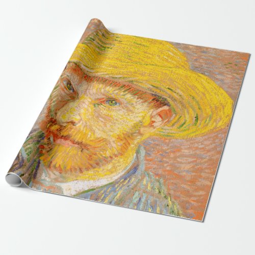 Vincent Van Gogh Self Portrait with Straw Hat Art Wrapping Paper