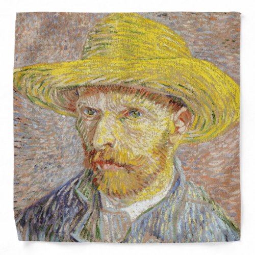 Vincent van Gogh _ Self_portrait with Straw Hat Bandana