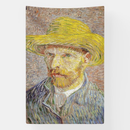 Vincent van Gogh _ Self_portrait with Straw Hat Banner