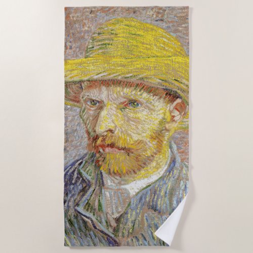 Vincent van Gogh _ Self_portrait with Straw Hat Beach Towel