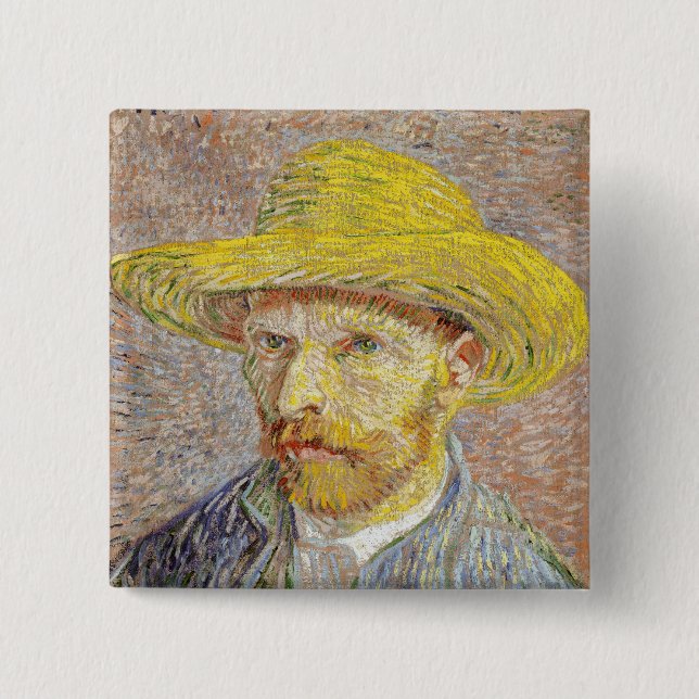 Vincent van Gogh - Self-portrait with Straw Hat Button (Front)